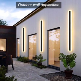 TUORD 2 Pack 23.6INCH Long Outdoor LED Wall Lights,18W Waterproof IP65 Warm White led Wall Light Rectangular Black Wall Light,led Porch Lights Outdoor Wall Elegant Frosted White Acrylic Anti Rust