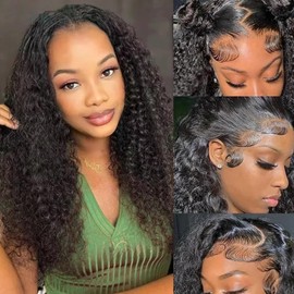 GCTGCT Water Wave Lace Front Wigs Human Hair 200 Density 13x6 Hd Transparent Lace Frontal Wigs Water Wave For Women Wet And Wavy Pre Plucked With Baby Hair Natural Color 18 Inch