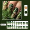 24Pcs Medium Almond Press on Nails with Mushroom Design Fake