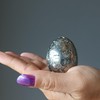 Satin Crystals Pyrite Egg Golden Cluster Geode Stone 2.5-2.75 inch