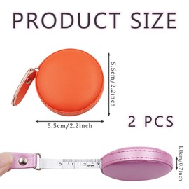 SYEYCW Pack of 2 Tape Measure Body, 60 Inches / 1.5 Metres, Small Leather Retractable Tape Measure, with Double-Sided Metric and Imperial Tape Measure, Ideal for Sewing, Dressmaking, Body Measurements