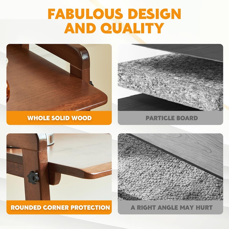 Solid Wood Folding Desk Mid Century Modern Desk, 39'' Foldable