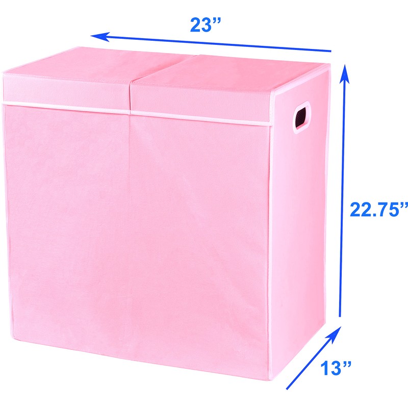 Simple Houseware Double Laundry Hamper with Lid and Removable Bags,