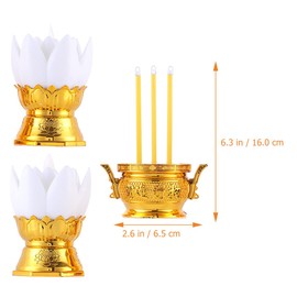 Uonlytech 1 Set Lotus Lamp Ornament Votive Candle Holders Menorah Led Night Light Bulbs Lotus Flower Light Led Light Stick Buddha Light Led Decor Plastic White Buddhist Lamp Shine