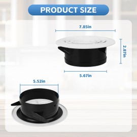 Round Air Vent Cover, 6 Inch Adjustable, ABS Ceiling Vent, WhiteRound Air Vent Cover, 6 Inch Adjustable for Living Room, Attic, Bathroom, Kitchen, Ventilation Use, White 1pack (6 Inch Rotate 1pack)