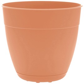 Bloem Dayton Planter with Saucer: 16" - Coral - 100% Recycled Plastic Pot, Removable Saucer, Elevated Feet, for Indoor and Outdoor Use, Gardening, 8.5 Gallon Capacity