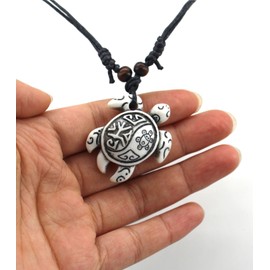 Scddboy Hawaiian Sea Turtle Pendant Necklace for Women Men - Adjustable Cord Surfer Necklace