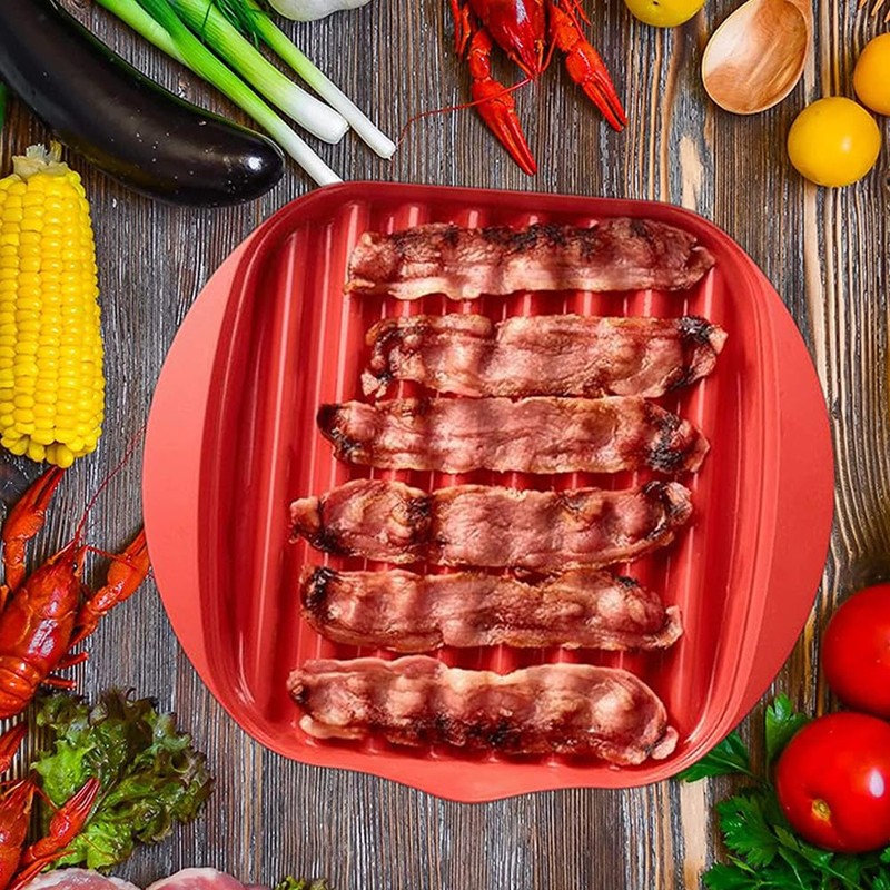 Microwave Bacon Tray with Splatter Lid, Bacon Rack, Microwave Easy