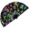 SHWGYDX Large Folding Hand Rave Popping Fan for Line Dancing,Decorative Folding Hand Fan for Music Festivals,Carnival,Rainbow Outfits,Disco,Neon, Glow Party Decorations Supplies. (Mushroom 1)