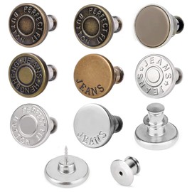Waist Adjustment Jeans Adjustment Buttons 1 Set of 8 Adjustable Metal Buttons Metal Buttons Waist Adjustment Pins Removable Waist Sinker No Sewing Required Replacement Piece