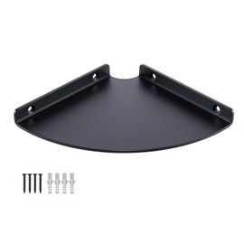 YUjieSTC 6 Inch Corner Shelf - Heavy Duty 3.0mm Aluminum Alloy Wall Mounted Floating Shelf for Bathroom, Kitchen, Living Room, Office, Bedroom & Dorm - Black