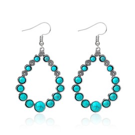 Silver Western Drop Earrings Dainty Turquoise Earrings for Women Western Outfit Dress for Women Boho Jewelry Gifts