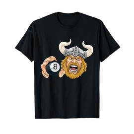 Viking Billiards Pool Ball Cartoon Character Man T-Shirt