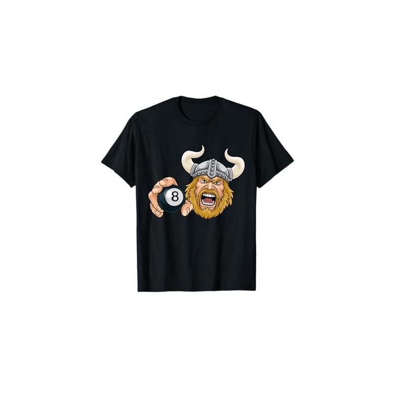 Viking Billiards Pool Ball Cartoon Character Man T-Shirt