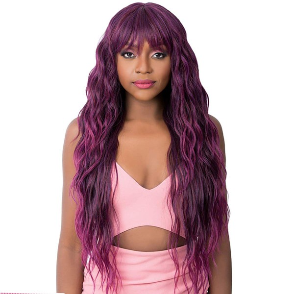 It's A Wig Synthetic Short Center Part Lace Bang Wig ANGELICA (1B)