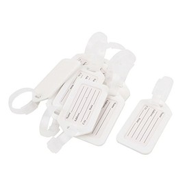 sourcing map Rectangle Shape Plastic Suitcase Name Label Luggage Tag 10 Pcs White
