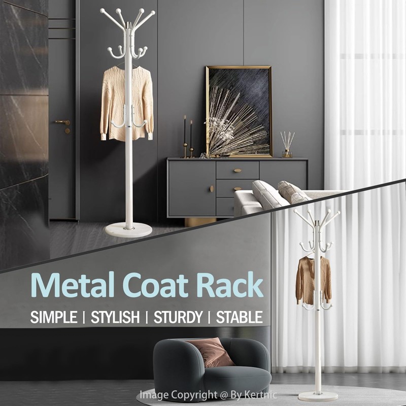 Kertnic Modern Coat Rack Freestanding with Natural Marble Base &