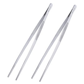 MSY BIGSUNNY Set of 2 Kitchen Tweezers Fine Tweezer Tongs 12 Inch Stainless Steel Food Tweezer, Precision Serrated Tips Food Tongs,Extra-Long Straight Tweezers
