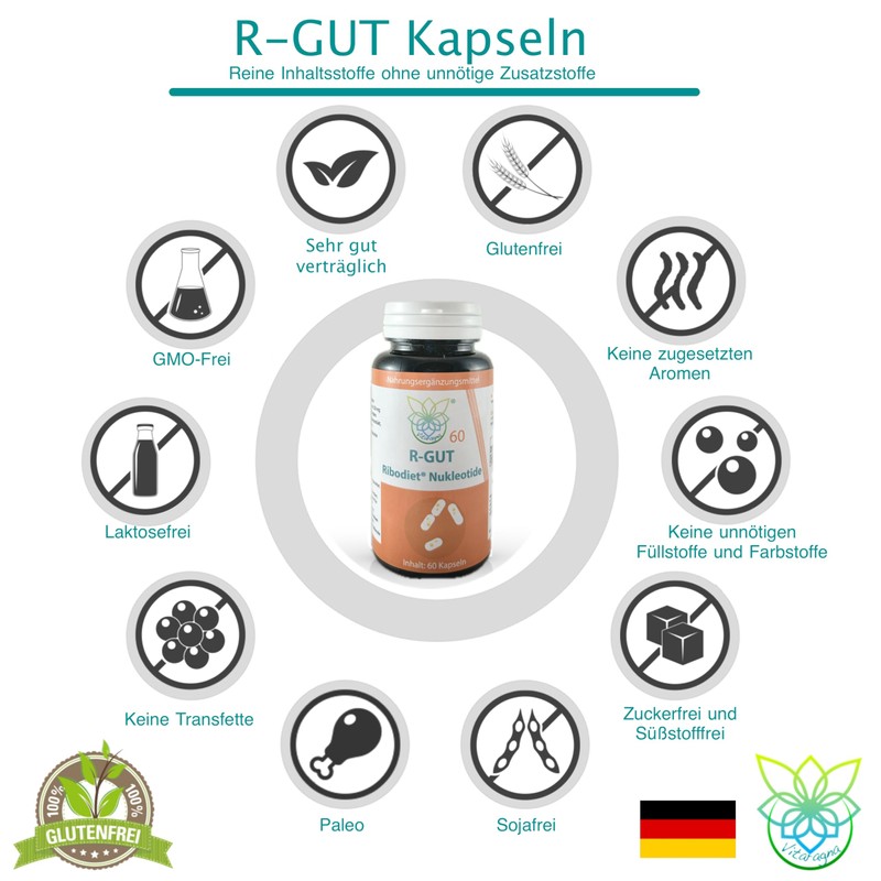 VITARAGNA R-GUT Ribodiet® Nucleotides - 60 Capsules - With L-Glutamine