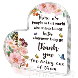SUEHHYY Thank You Gifts for Women, Acrylic Heart Sign Office Presents, Boss Day Valentines Day Christmas Thanksgiving Appreciation, Birthday Gifts for Men, Boss, Teacher, Coworker, Employee, Friends