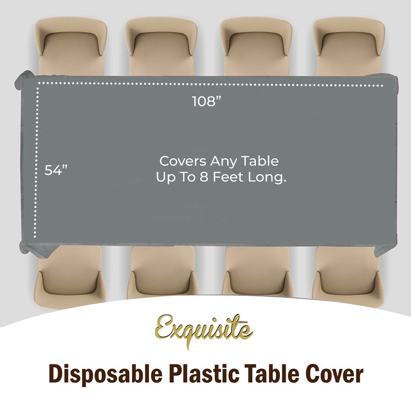 6-Pack Premium Plastic Tablecloth 54in. x 108in. Rectangle Plastic Table