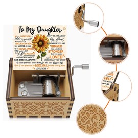 Sunflower Wooden Engraved Colorful Music Box You are My Sunshine Laser Wood Musical Box Gifts from Mom to Daughter for Birthday/Christmas/Valentine's Day/Thanksgiving Day