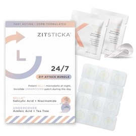 ZitSticka Parches De Acné Con Paquete De Ataque 24/7 Para La Cara - El Parche De Espinillas Más Potente Del Mundo Con Microdardos De Acción Rápida - C