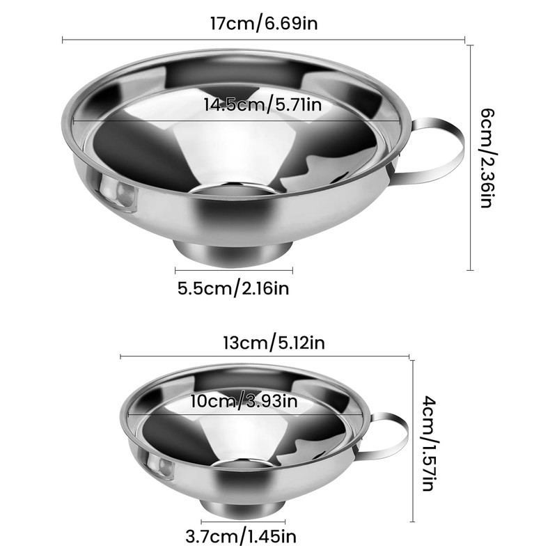 Jam Funnel 2 Pack Stainless Steel Funnel Filling Funnel with
