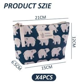 4 Pieces Large Canvas Storage Bag, Portable Cosmetic Bag, Fabric Coin Purse, Printed Cosmetic Bag, Multifunctional Toiletry Bag, Travel Accessories, Business Trip Travel Holiday, multicoloured, simple