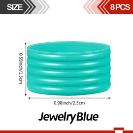 Good Elasticity 8 Pcs Jewelry Blue Tennis Racket/Pickleball Paddles/Squash Silicone Ring Racket Grip Bands Rubber Ring,Grip Finishing Ring/Racquet Grips Overgrip (8pcs Jewelry Blue)
