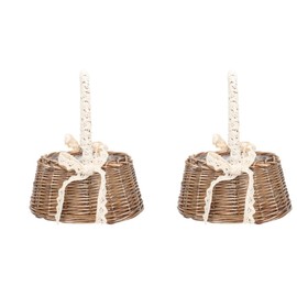 Zerodeko 2pcs Hand Woven Flower Storage Basket with Lace Trim Multi-Functional Tabletop Organizer for Home Decor Compact Design for Flowers