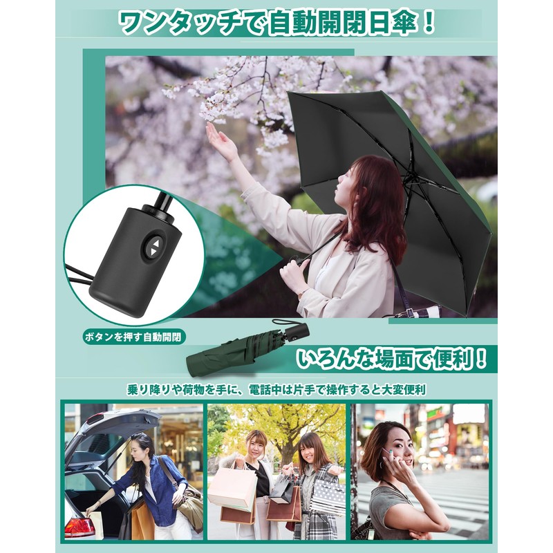 NINEMAX Folding Umbrella, Ultra Lightweight, Parasol, One Touch, Automatic Opening/Closing