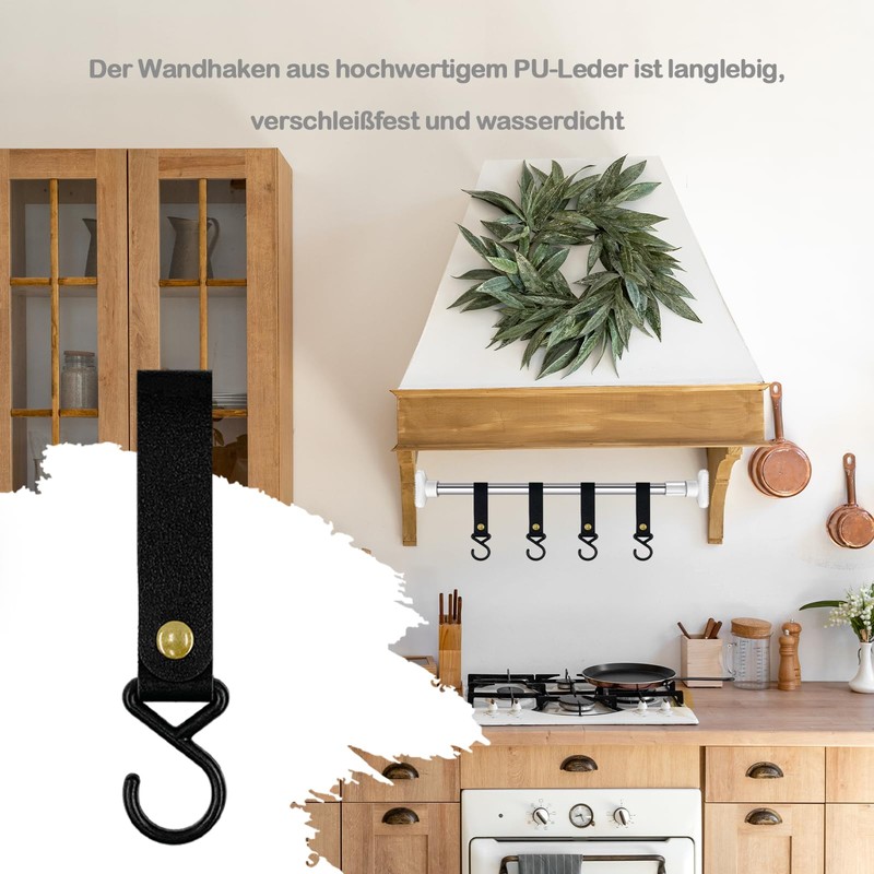 Devantia Hooks for Hanging S-Hooks Coat Rail - Leather Coat