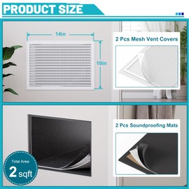 Chiligent Sound Deadening Kit for Vent, 2 Pcs Enhanced Sound Deadening Mats & 10"× 14" Mesh Vent Covers, Multiple Layer Sound Deadener & AC Vent Covers for Vibration Dampening and Noise Reduction