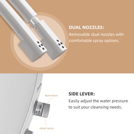 Elongated Bidet Toilet Seat with Soft Close, Non-Electric Bidet Toilet Seat with Self Cleaning Dual Nozzles, Fit Elongated Toilet Seat, Bidet Attachment