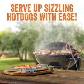 Yukon Glory Stainless Steel Hot Dog Tray | BBQ Serving Tray with Tongs | Heavy Duty Hotdog Holde for Sausages | Dishwasher Safe Grill for Outdoor Cooking