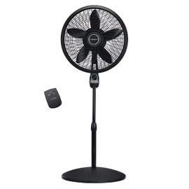 Lasko Oscillating Cyclone Pedestal Fan, Adjustable Height, Timer, Remote Control, 3 Speeds, for Bedroom, Living Room, Home Office, 18", Black, 1843