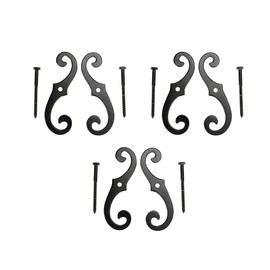 Renovators Supply Manufacturing Shutter Dogs 6.5" Black Cast Aluminum S Shaped Shutter Dogs with Mounting Hardware Pack of 3