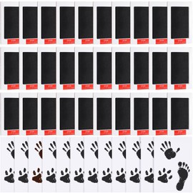 Jetec 60 Set Inkless Baby Footprint and Handprint Kit, Clean Touch Ink Pad for Baby Hand and Footprints, Dog Paw Print Kit with Ink Pads and Imprint Cards for Newborns Babies Pets Gifts (Black)