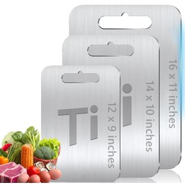 GNEL Titanium Cutting Board For Kitchen, Titanium Cutting Boards Set of 3, Food Grade Quality, Easy To Clean And Will Not Absorb Odors, Chopping board For Kitchen Or Outdoor, Dishwaser Safe