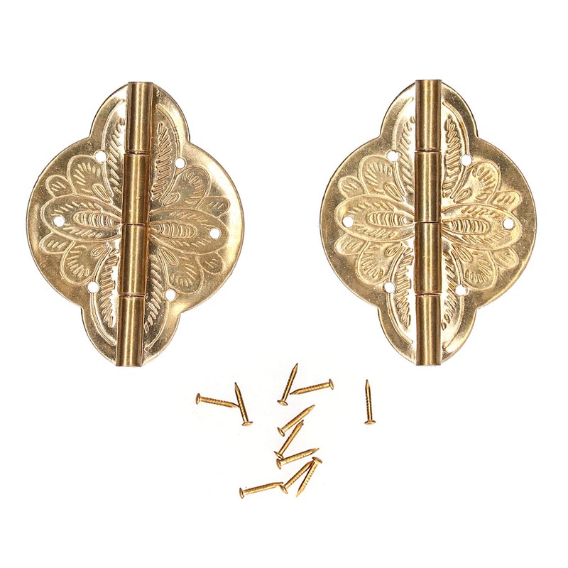 Set of 2 Door Hinge, Antique Furniture Hinge Small Brass