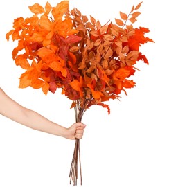 9 piezas de tallos artificiales de hojas de otoño para jarrón alto de 38.5 pulgadas, hojas de eucalipto de roble de seda falso, para ramo de boda, mesa de centro de mesa, decoración de otoño