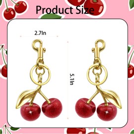 Hzyxgs Cherry Bag Charm, Cherry Bag Charm Purse Charms Keychain- Car Cherry Accessories keychian Gifts for Women Christmas Valentine Bag Gifts For Women