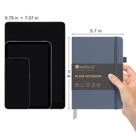 &And Per Se Blank Journal Notebook, 160 Pages, 5.7 x 8 inches College Ruled Thick Paper Notebook Journals for Writing, Hardcover Notebook(1 Pack, dark blue)