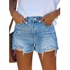 Women Summer Mid Waisted Ripped Stretchy Denim Shorts Distressed Short