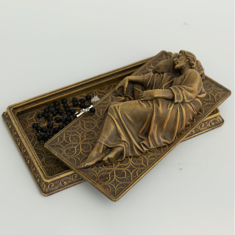 BC Catholic Sleeping St Joseph Statue with Case Base, Holder