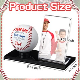 Colingmill Baseball Dad Gifts Picture Frame and Baseball Display Case Set Ball and Card Holder for Parents Dear Dad