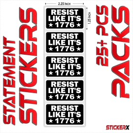 StickerX RESIST LIKE IT'S 1776 - Political Quotes , Patriotic, Protest, USA Bulk Stickers - 25 Pack