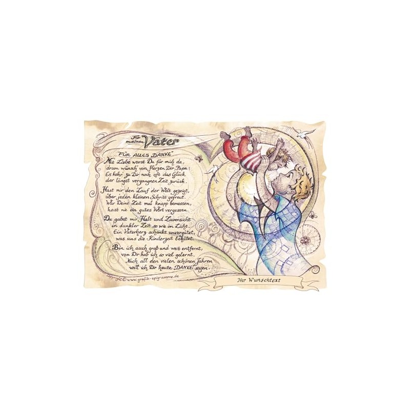 Die Staffelei Gift Father / Funny Poem with Loving Drawing