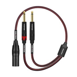 TIMEYES 1.6FT XLR to 6.35 mm Cable - Dual 1/4 Inch Male to XLR 3-Pin Male Plug Microphone Cable - XLR to Dual 6.35 mm TS Y-Splitter Adapter Cord - Double 1/4'' TS to XLR Unbalanced Mic Cable - 0.5M